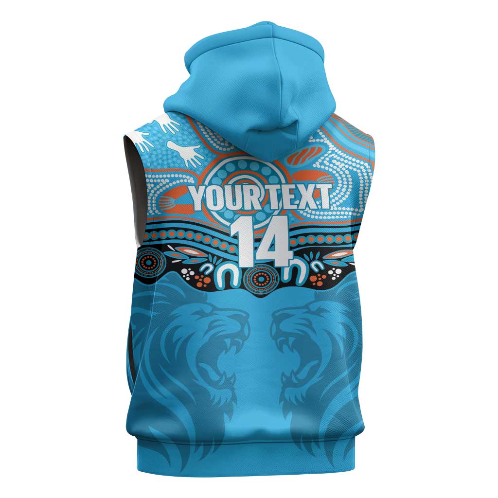 Northern Pride Rugby Custom Sleeveless Zip Hoodie Roaring Lion Aboriginal Art LT14