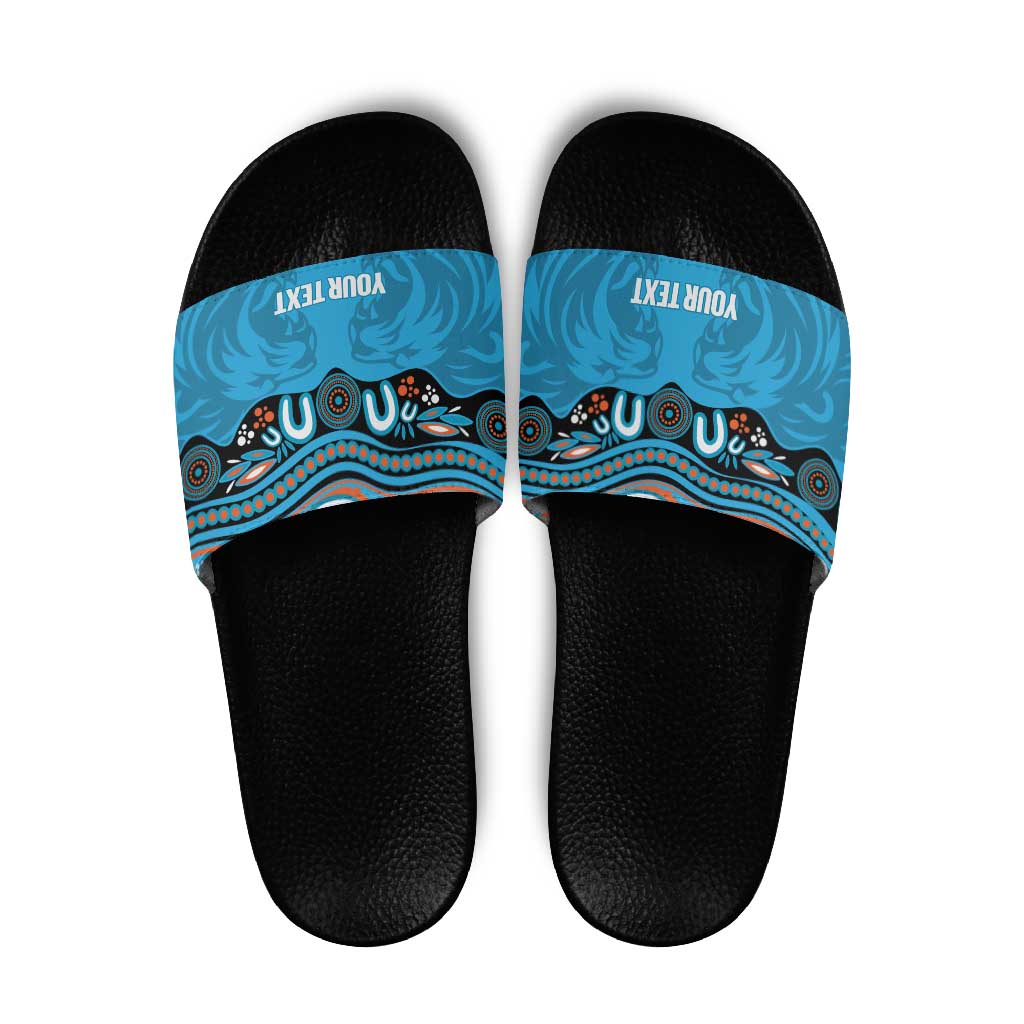 Northern Pride Rugby Custom Slide Sandals Roaring Lion Aboriginal Art - Aussie Hoodie