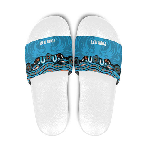 Northern Pride Rugby Custom Slide Sandals Roaring Lion Aboriginal Art - Aussie Hoodie