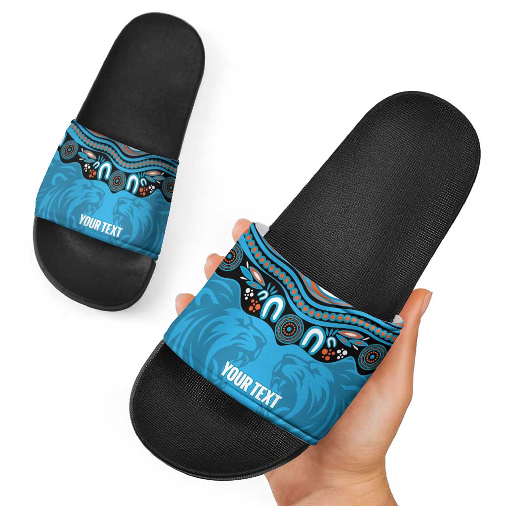 Northern Pride Rugby Custom Slide Sandals Roaring Lion Aboriginal Art - Aussie Hoodie