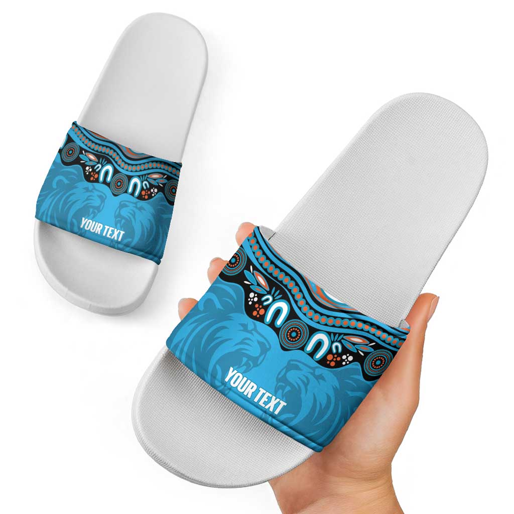Northern Pride Rugby Custom Slide Sandals Roaring Lion Aboriginal Art - Aussie Hoodie