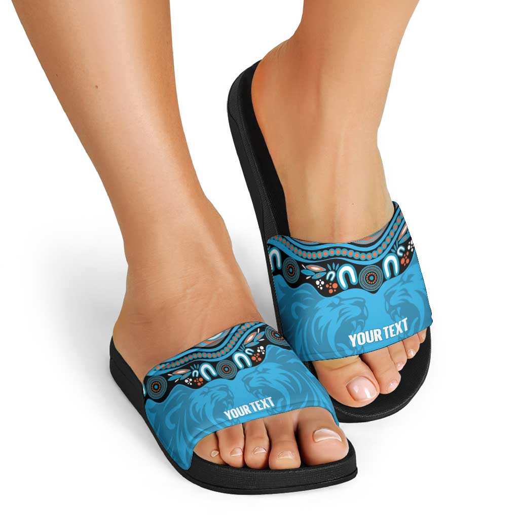 Northern Pride Rugby Custom Slide Sandals Roaring Lion Aboriginal Art - Aussie Hoodie