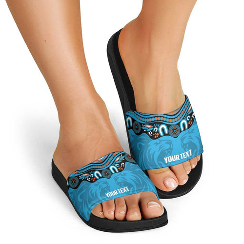 Northern Pride Rugby Custom Slide Sandals Roaring Lion Aboriginal Art - Aussie Hoodie