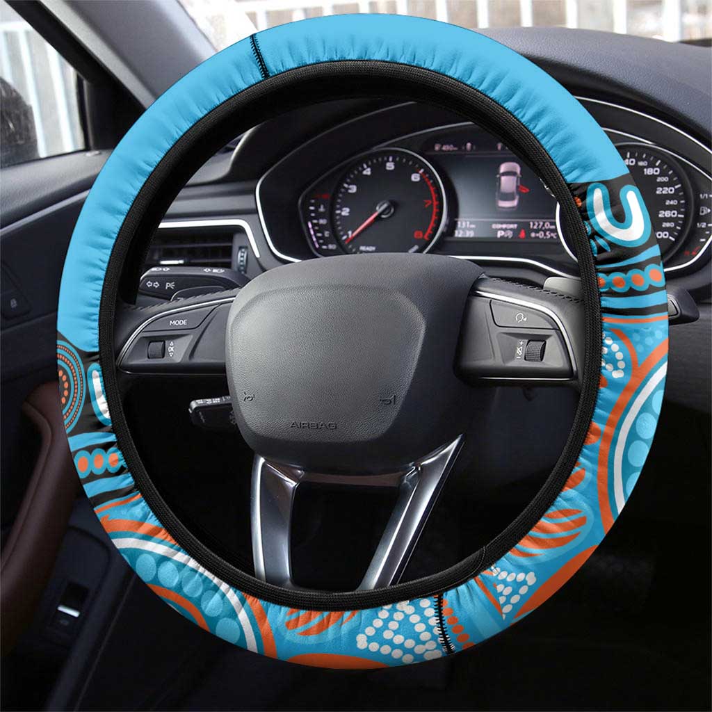 Northern Pride Rugby Steering Wheel Cover Roaring Lion Aboriginal Art - Aussie Hoodie