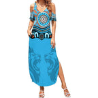 Northern Pride Rugby Custom Summer Maxi Dress Roaring Lion Aboriginal Art - Aussie Hoodie