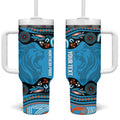 Northern Pride Rugby Custom Tumbler With Handle Roaring Lion Aboriginal Art - Aussie Hoodie