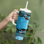 Northern Pride Rugby Custom Tumbler With Handle Roaring Lion Aboriginal Art - Aussie Hoodie