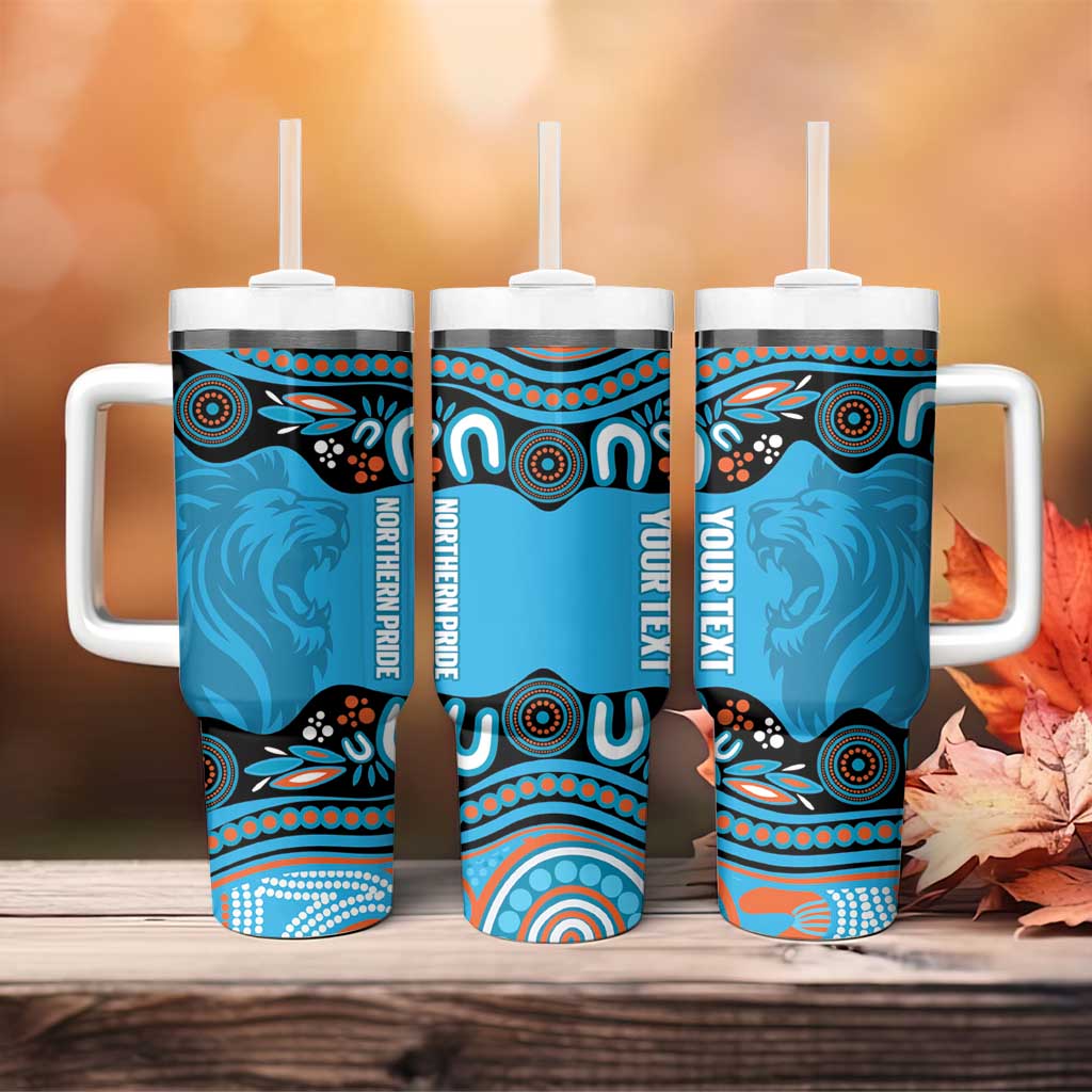 Northern Pride Rugby Custom Tumbler With Handle Roaring Lion Aboriginal Art - Aussie Hoodie