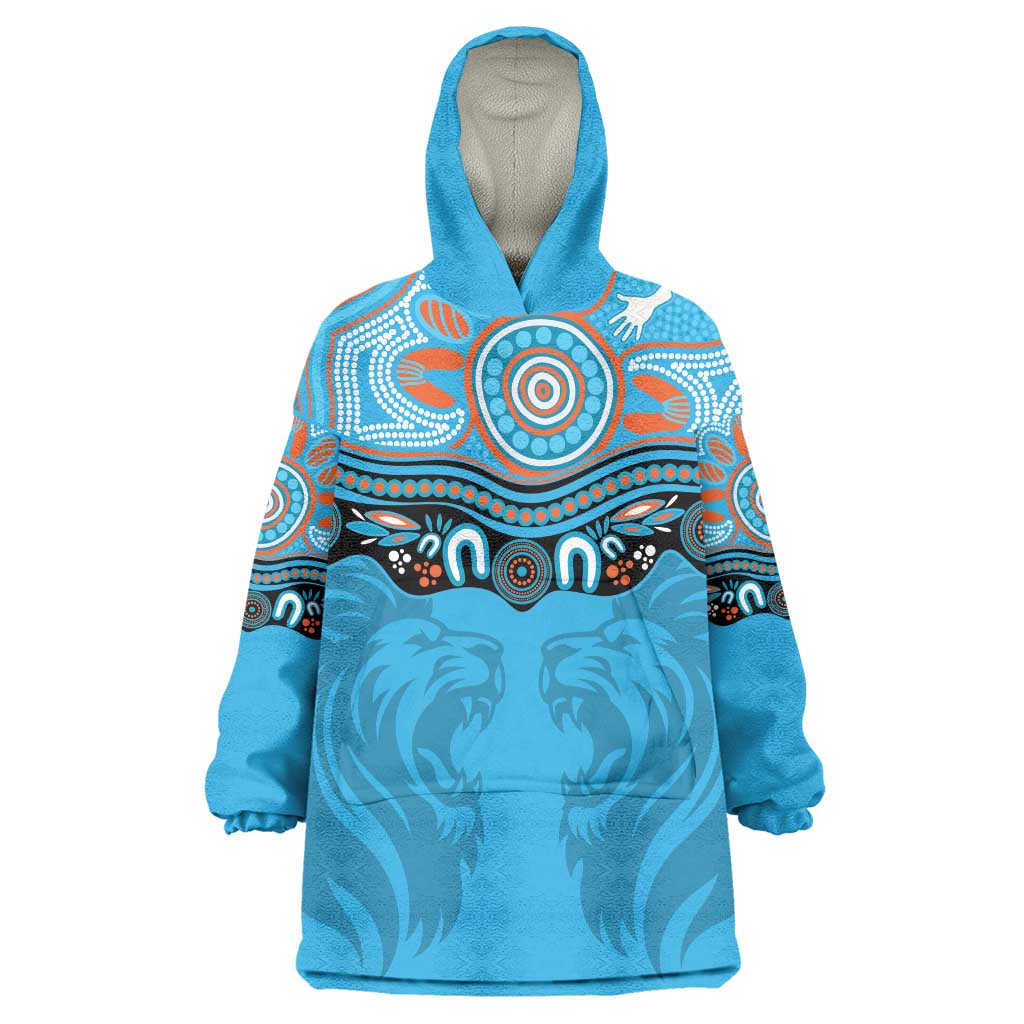 Northern Pride Rugby Custom Wearable Blanket Hoodie Roaring Lion Aboriginal Art - Aussie Hoodie