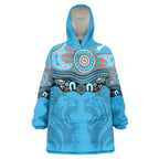 Northern Pride Rugby Custom Wearable Blanket Hoodie Roaring Lion Aboriginal Art - Aussie Hoodie