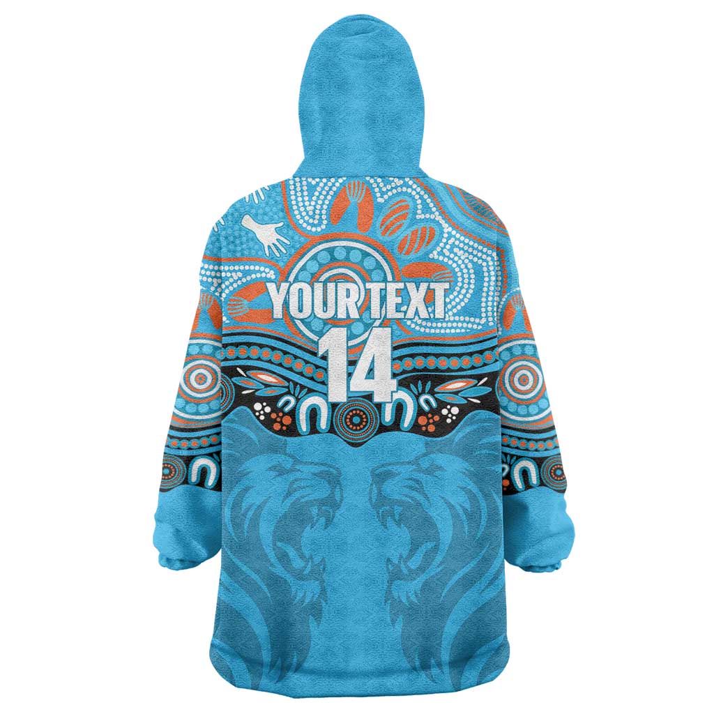 Northern Pride Rugby Custom Wearable Blanket Hoodie Roaring Lion Aboriginal Art - Aussie Hoodie