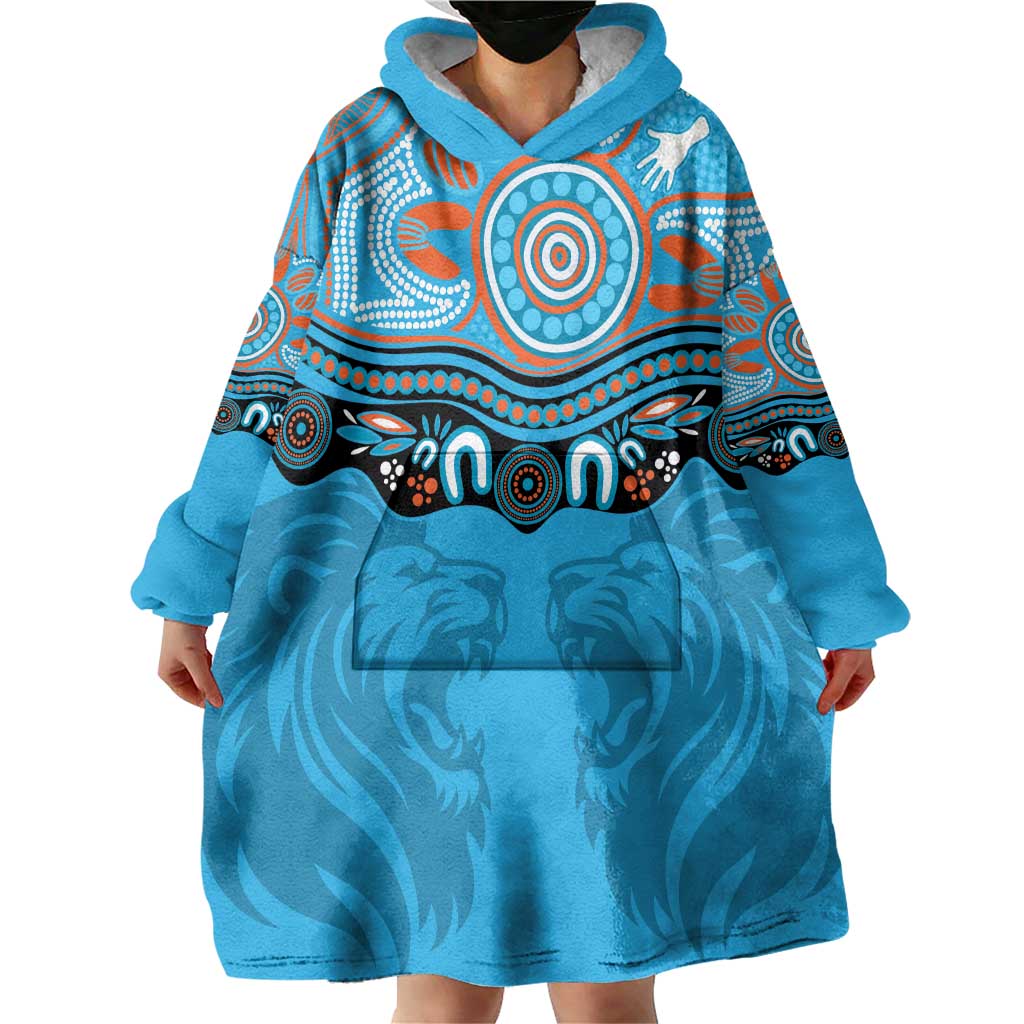 Northern Pride Rugby Custom Wearable Blanket Hoodie Roaring Lion Aboriginal Art - Aussie Hoodie