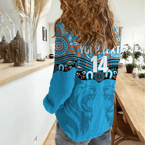 Northern Pride Rugby Custom Women Casual Shirt Roaring Lion Aboriginal Art - Aussie Hoodie
