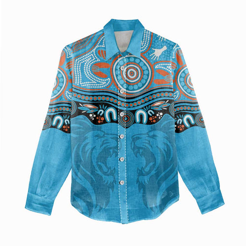 Northern Pride Rugby Custom Women Casual Shirt Roaring Lion Aboriginal Art - Aussie Hoodie