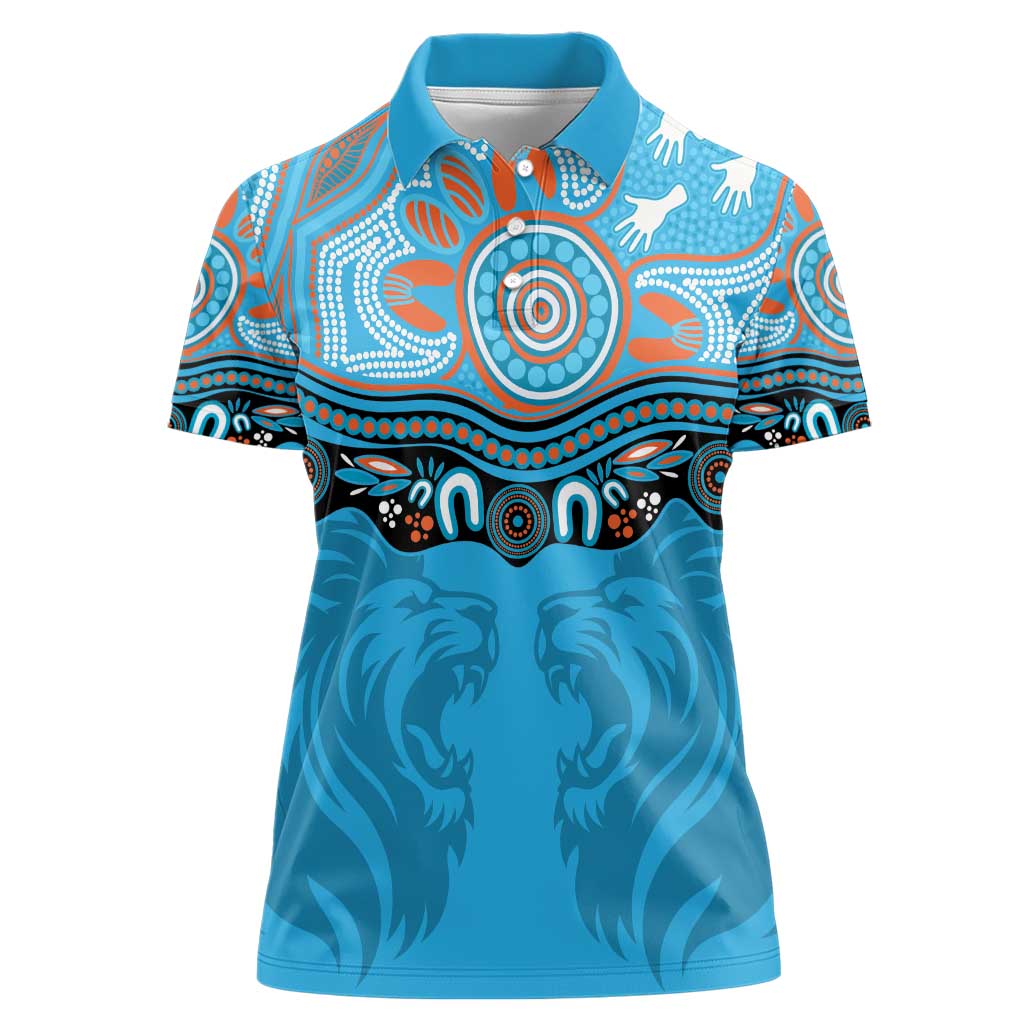 Northern Pride Rugby Custom Women Polo Shirt Roaring Lion Aboriginal Art - Aussie Hoodie