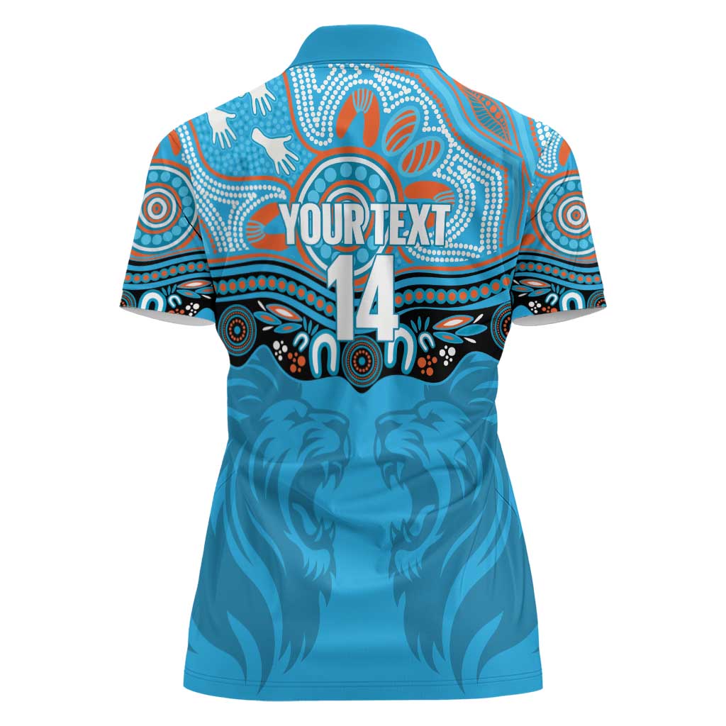 Northern Pride Rugby Custom Women Polo Shirt Roaring Lion Aboriginal Art - Aussie Hoodie