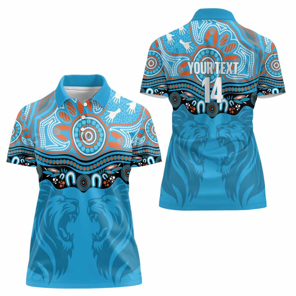 Northern Pride Rugby Custom Women Polo Shirt Roaring Lion Aboriginal Art - Aussie Hoodie
