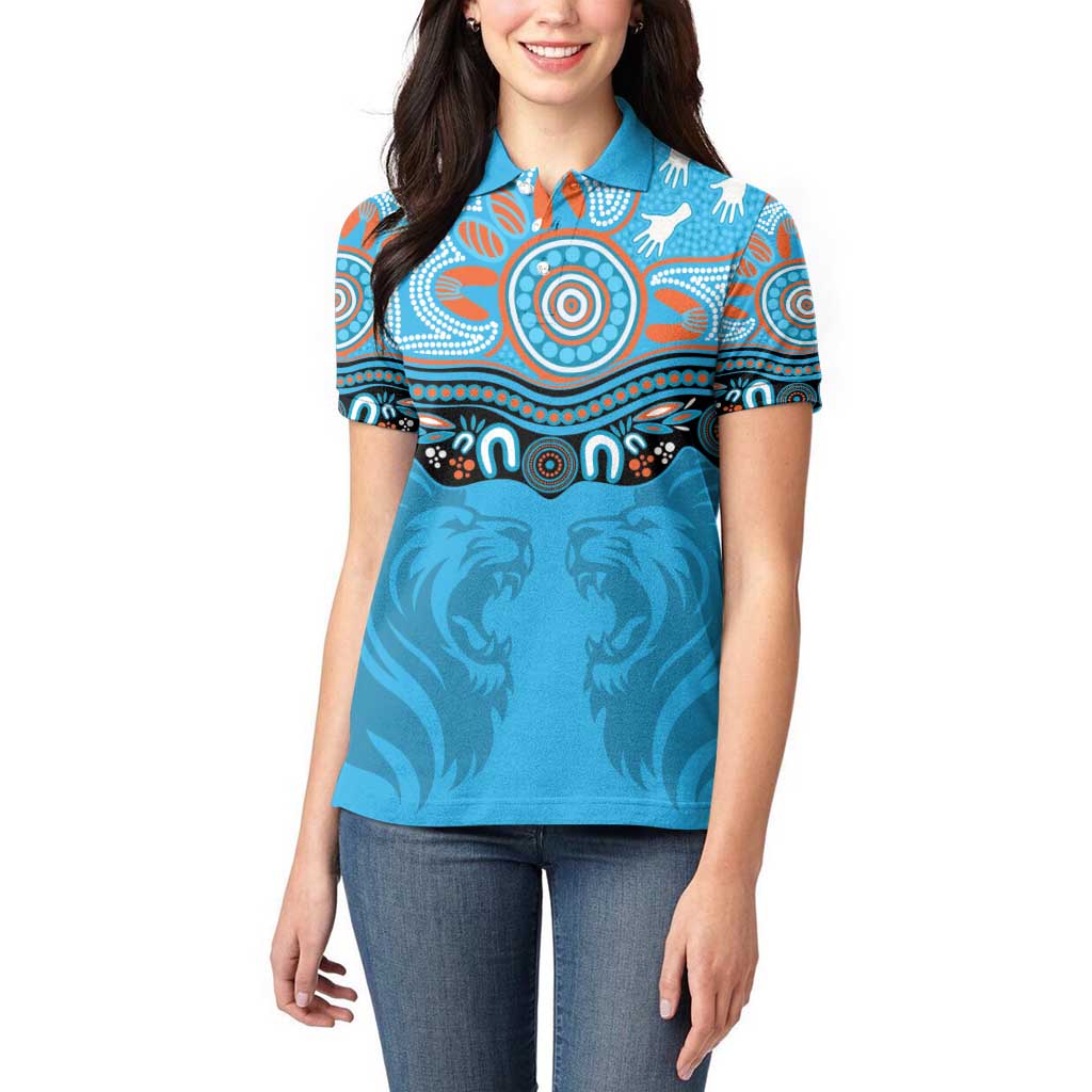 Northern Pride Rugby Custom Women Polo Shirt Roaring Lion Aboriginal Art - Aussie Hoodie