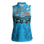 Northern Pride Rugby Custom Women Sleeveless Polo Shirt Roaring Lion Aboriginal Art - Aussie Hoodie