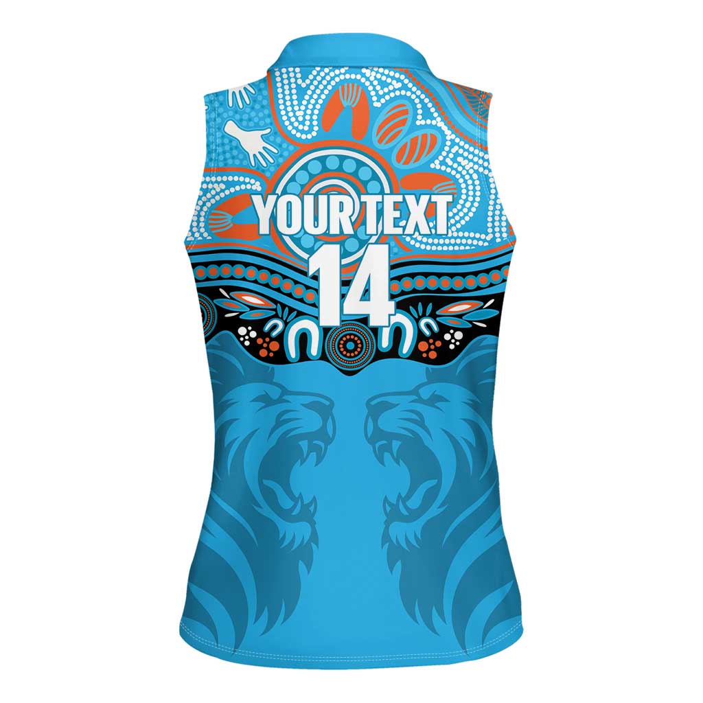 Northern Pride Rugby Custom Women Sleeveless Polo Shirt Roaring Lion Aboriginal Art - Aussie Hoodie