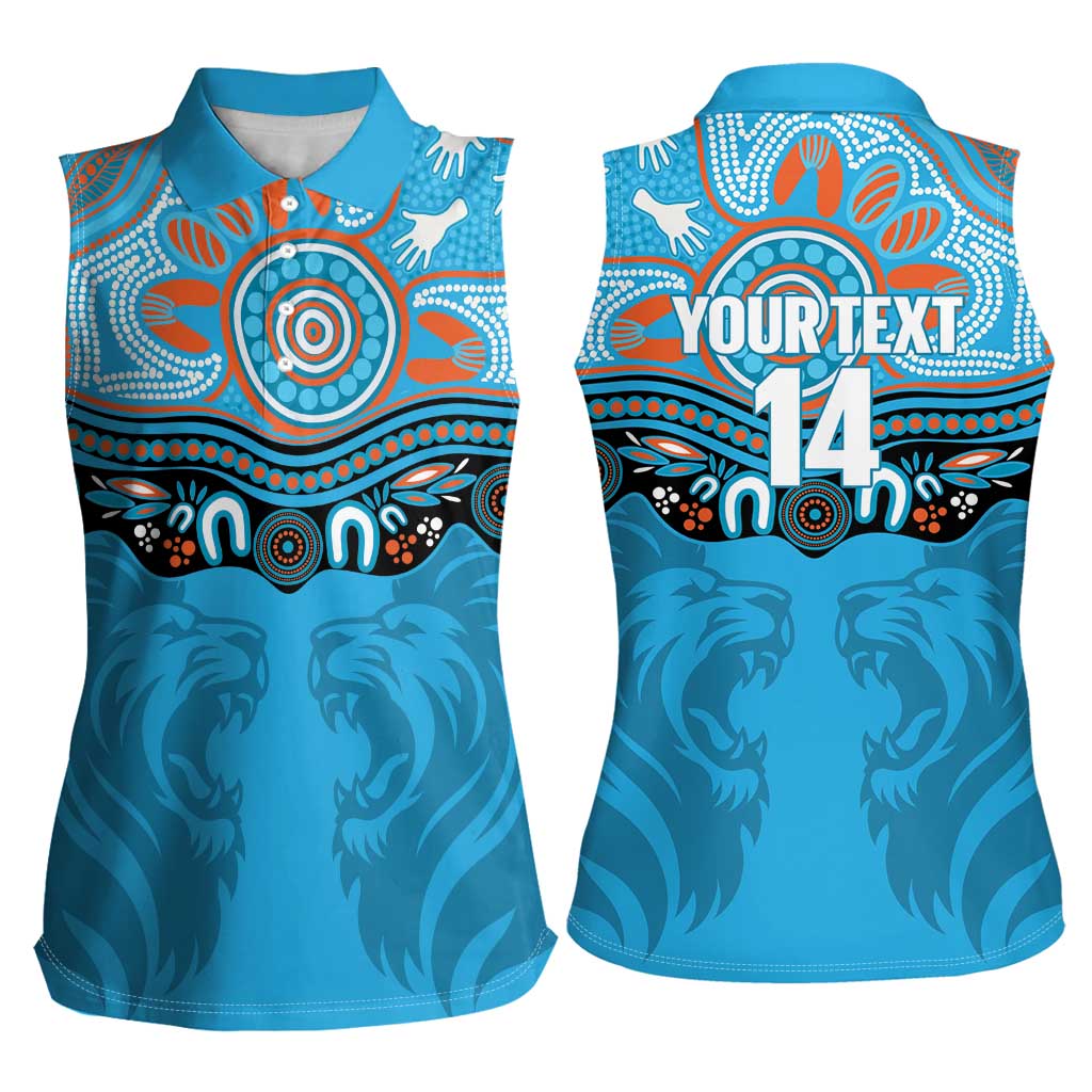 Northern Pride Rugby Custom Women Sleeveless Polo Shirt Roaring Lion Aboriginal Art - Aussie Hoodie