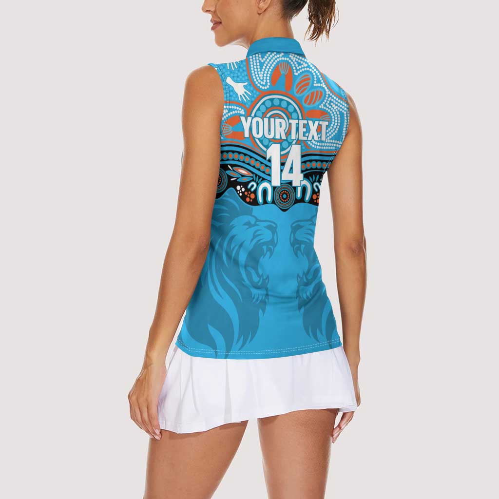 Northern Pride Rugby Custom Women Sleeveless Polo Shirt Roaring Lion Aboriginal Art - Aussie Hoodie
