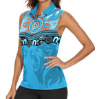 Northern Pride Rugby Custom Women Sleeveless Polo Shirt Roaring Lion Aboriginal Art - Aussie Hoodie