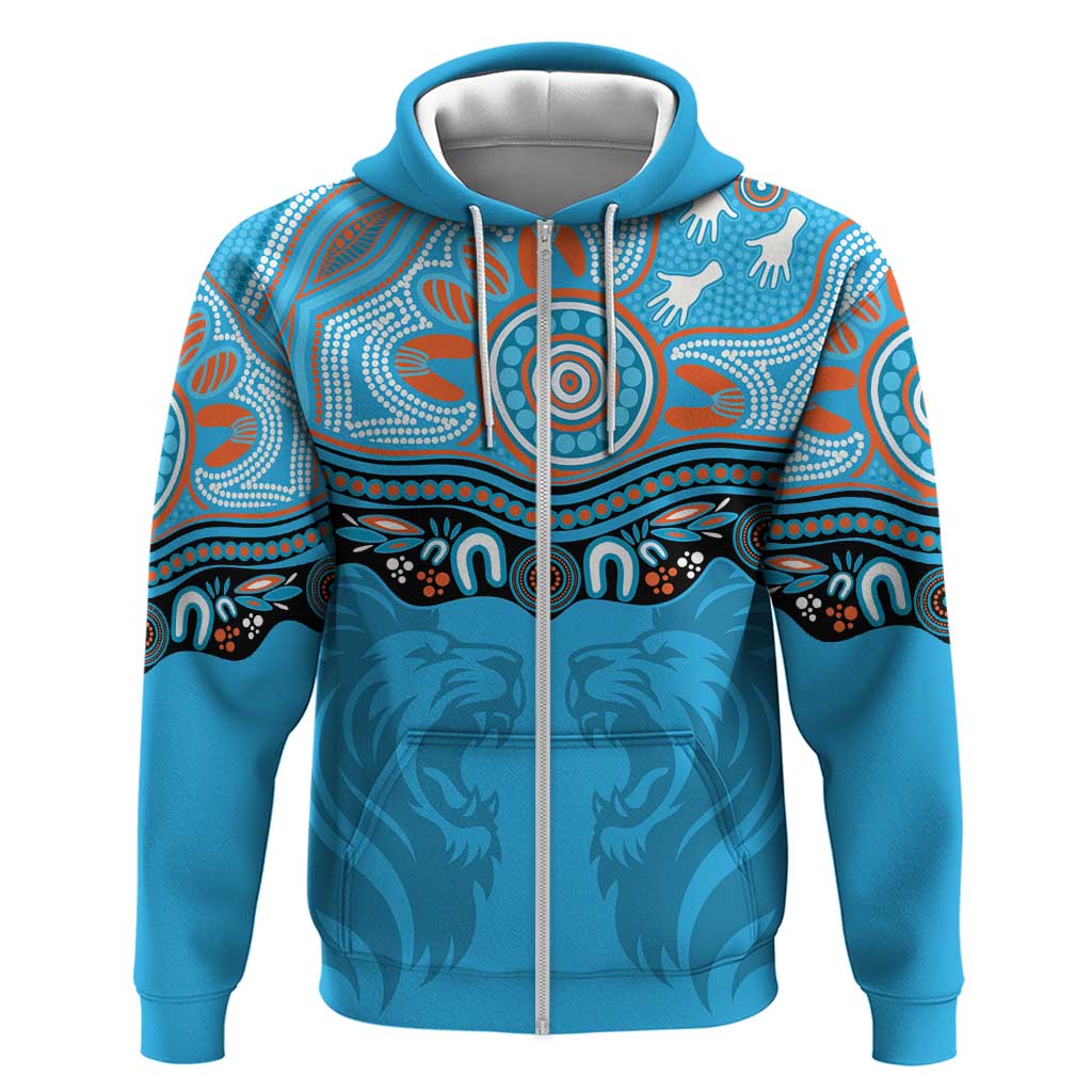 Northern Pride Rugby Custom Zip Hoodie Roaring Lion Aboriginal Art - Aussie Hoodie