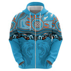 Northern Pride Rugby Custom Zip Hoodie Roaring Lion Aboriginal Art - Aussie Hoodie