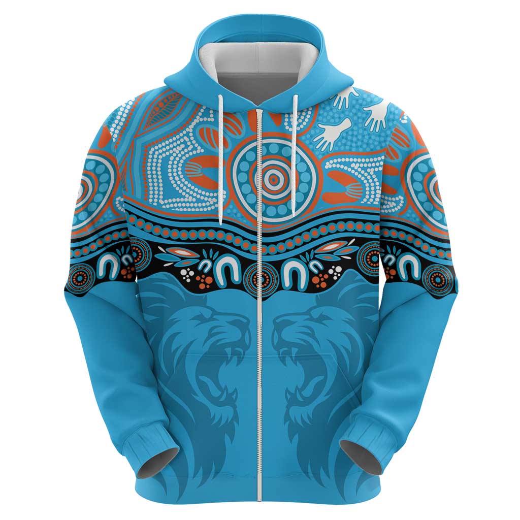 Northern Pride Rugby Custom Zip Hoodie Roaring Lion Aboriginal Art - Aussie Hoodie