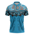 Northern Pride Rugby Custom Zipper Polo Shirt Roaring Lion Aboriginal Art - Aussie Hoodie