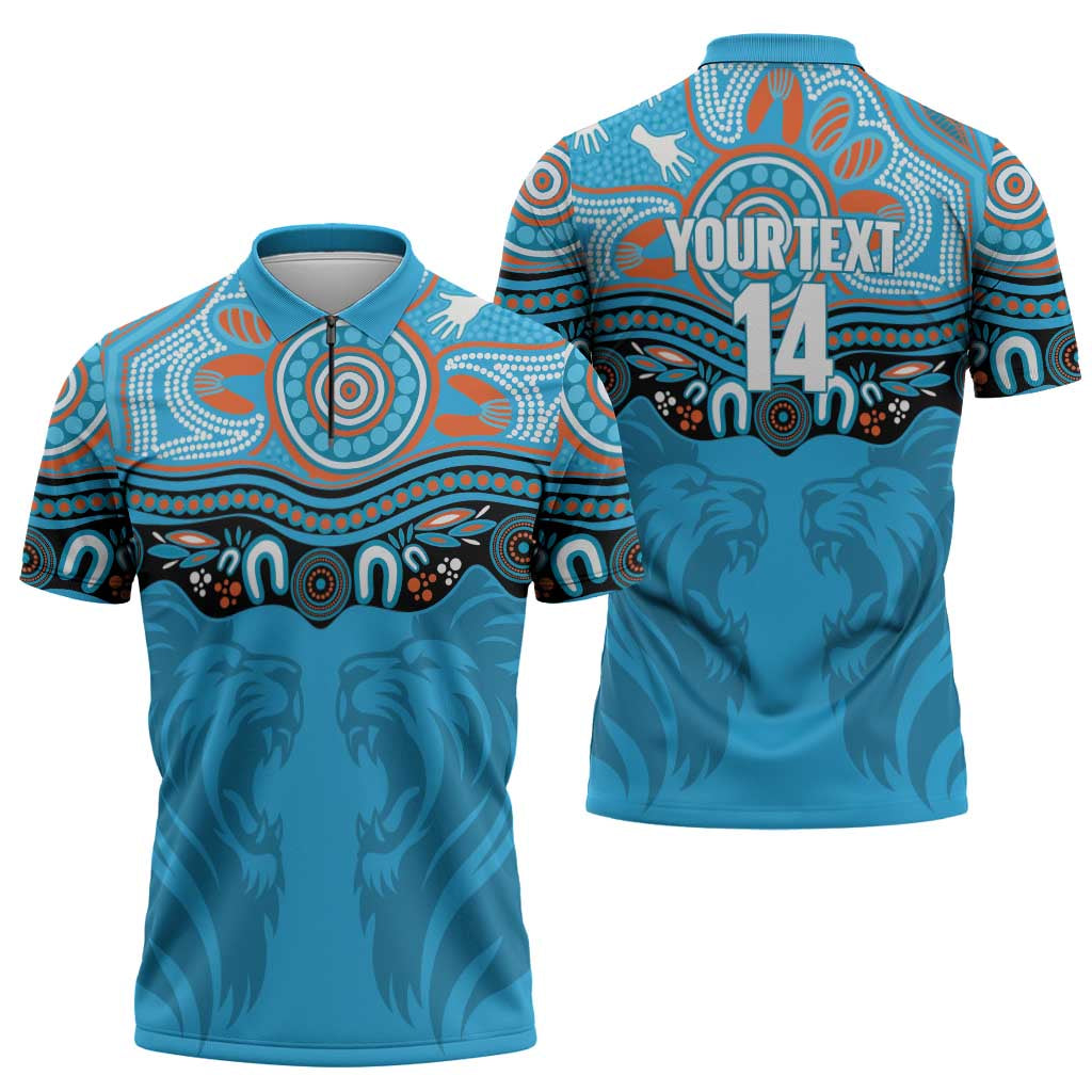 Northern Pride Rugby Custom Zipper Polo Shirt Roaring Lion Aboriginal Art - Aussie Hoodie