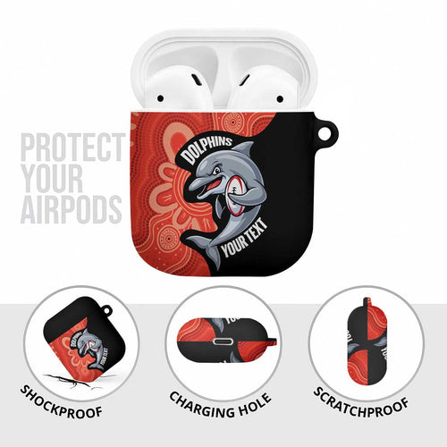 Redcliffe Rugby Custom AirPods Case Go Dolphins Aboriginal Art - Aussie Hoodie