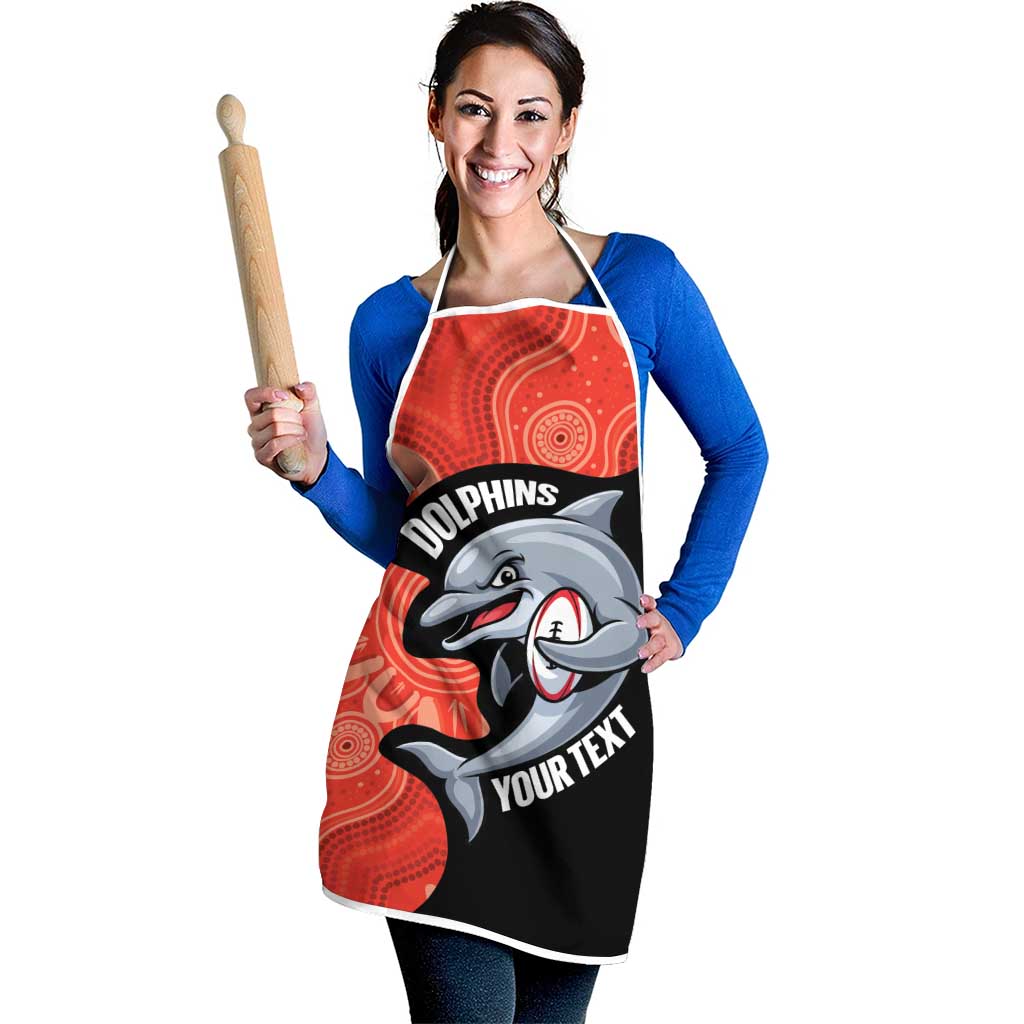 Redcliffe Rugby Custom Apron Go Dolphins Aboriginal Art - Aussie Hoodie