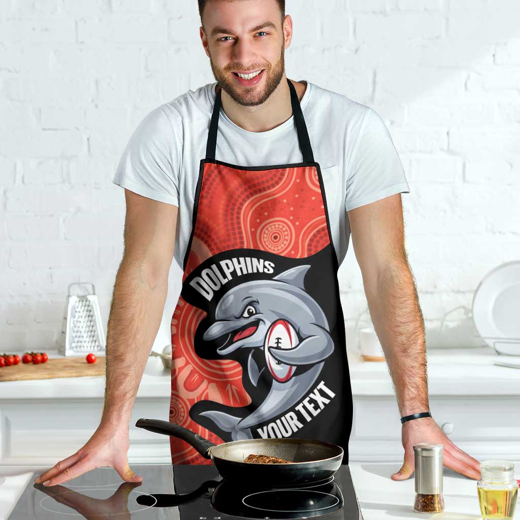 Redcliffe Rugby Custom Apron Go Dolphins Aboriginal Art - Aussie Hoodie