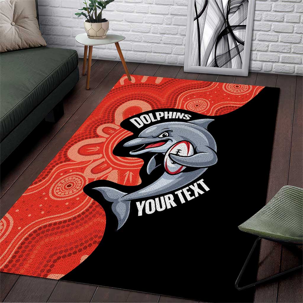 Redcliffe Rugby Custom Area Rug Go Dolphins Aboriginal Art - Aussie Hoodie