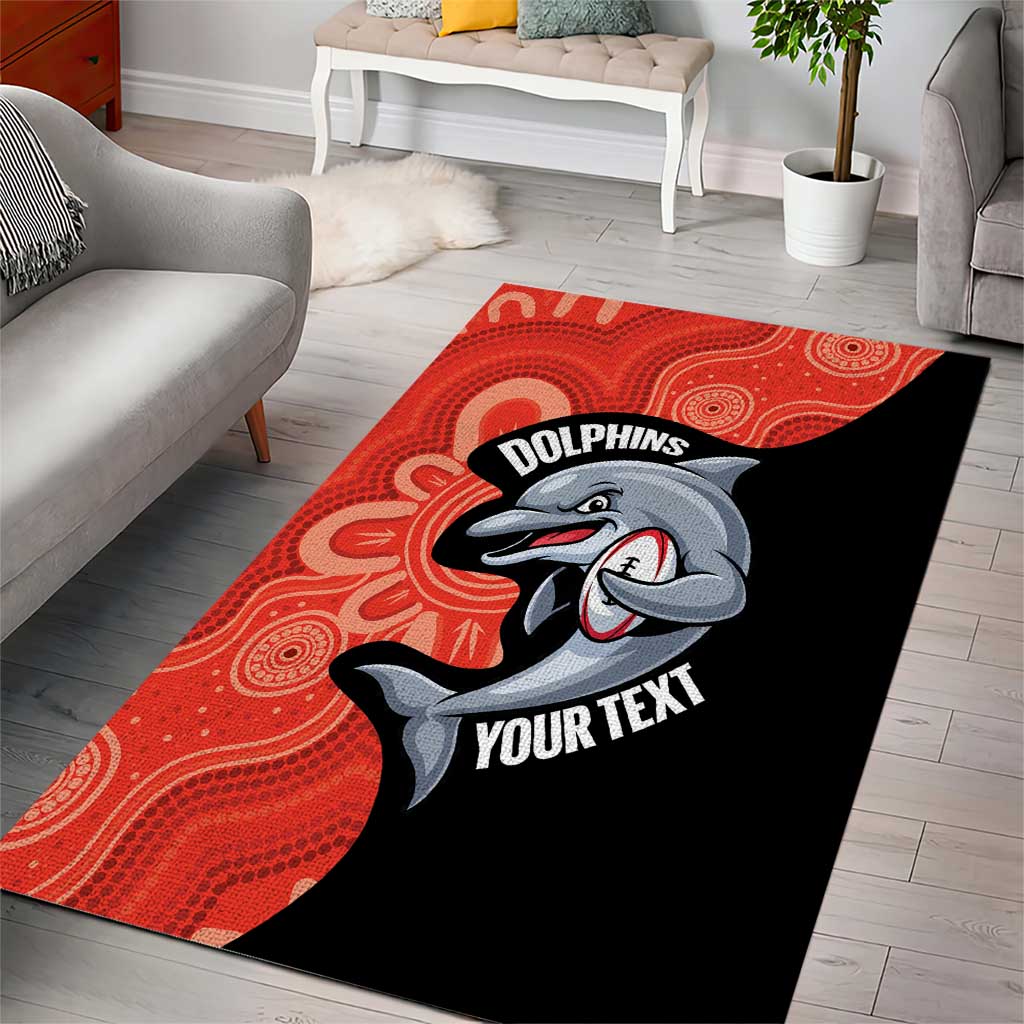 Redcliffe Rugby Custom Area Rug Go Dolphins Aboriginal Art - Aussie Hoodie