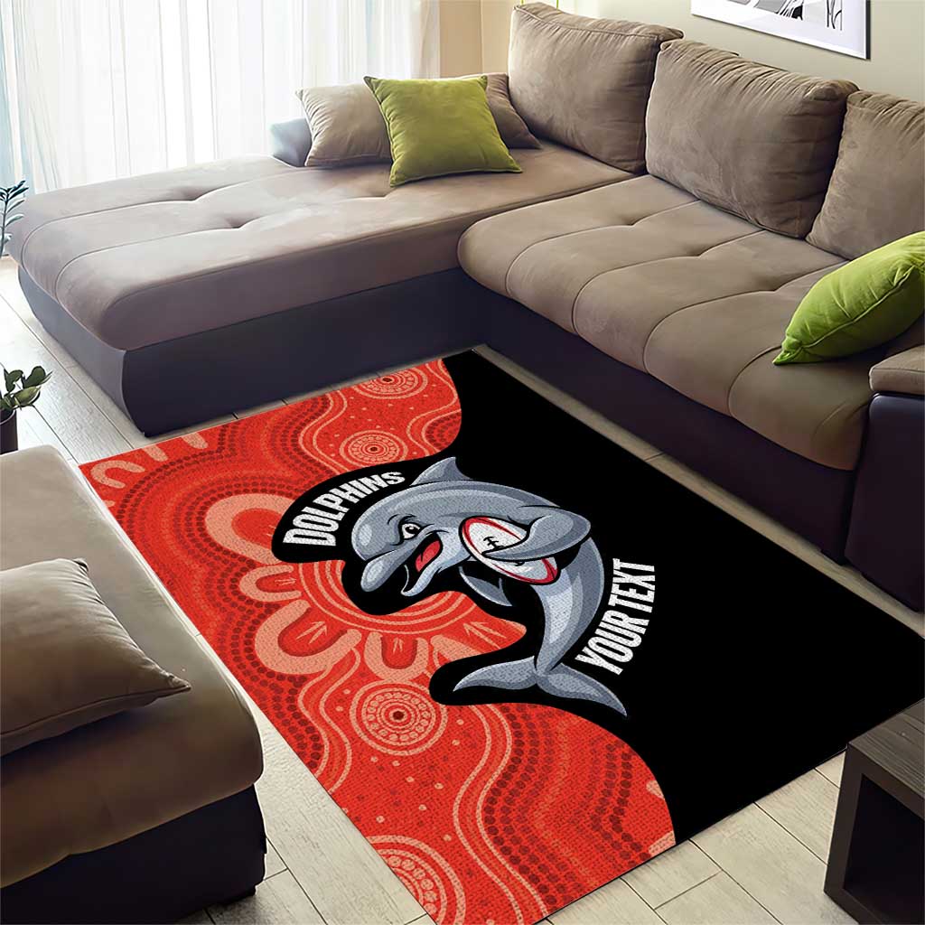 Redcliffe Rugby Custom Area Rug Go Dolphins Aboriginal Art - Aussie Hoodie