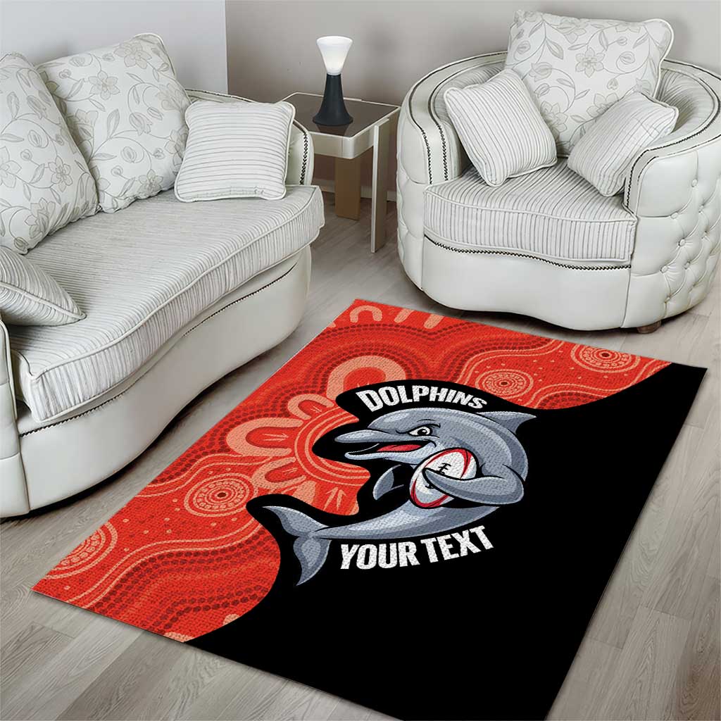Redcliffe Rugby Custom Area Rug Go Dolphins Aboriginal Art - Aussie Hoodie
