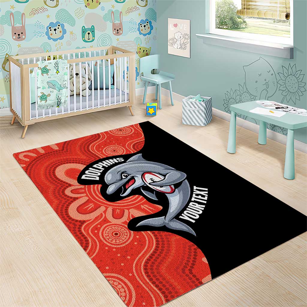 Redcliffe Rugby Custom Area Rug Go Dolphins Aboriginal Art - Aussie Hoodie