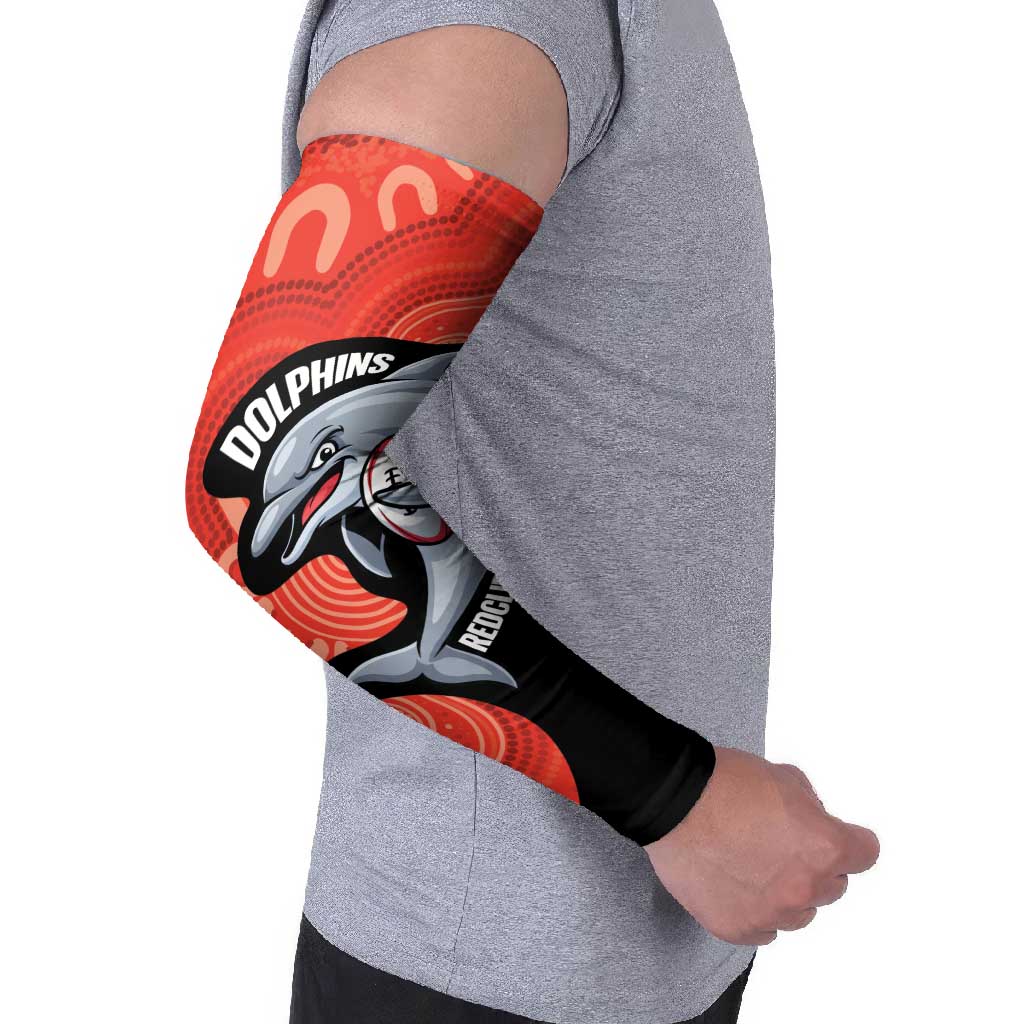 Redcliffe Rugby Custom Arm Sleeves Go Dolphins Aboriginal Art - Aussie Hoodie