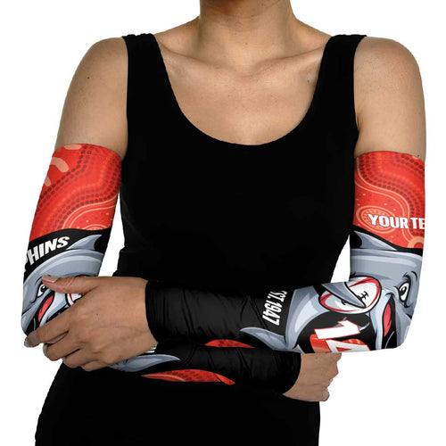 Redcliffe Rugby Custom Arm Sleeves Go Dolphins Aboriginal Art - Aussie Hoodie