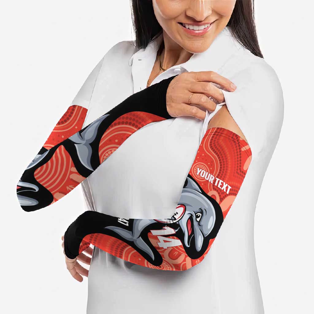 Redcliffe Rugby Custom Arm Sleeves Go Dolphins Aboriginal Art - Aussie Hoodie