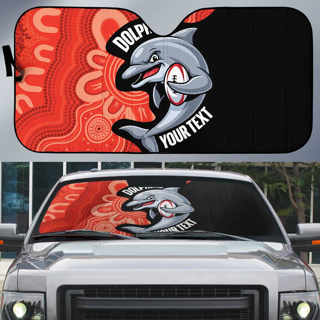 Redcliffe Rugby Custom Auto Sun Shade Go Dolphins Aboriginal Art - Aussie Hoodie