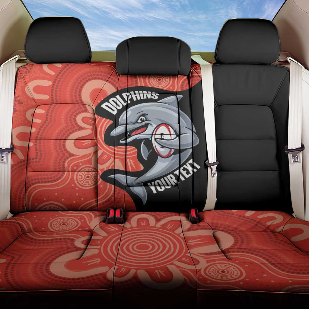 Redcliffe Rugby Custom Back Car Seat Cover Go Dolphins Aboriginal Art - Aussie Hoodie