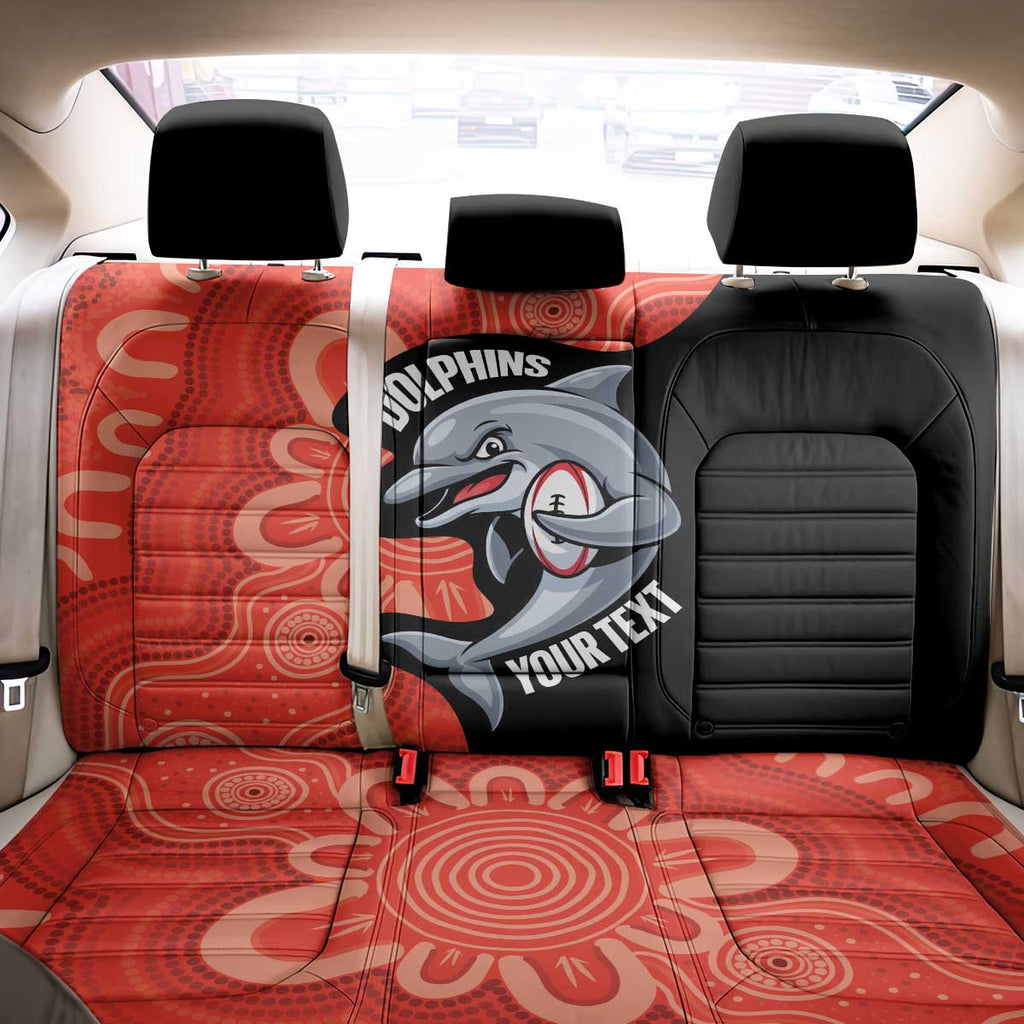 Redcliffe Rugby Custom Back Car Seat Cover Go Dolphins Aboriginal Art - Aussie Hoodie