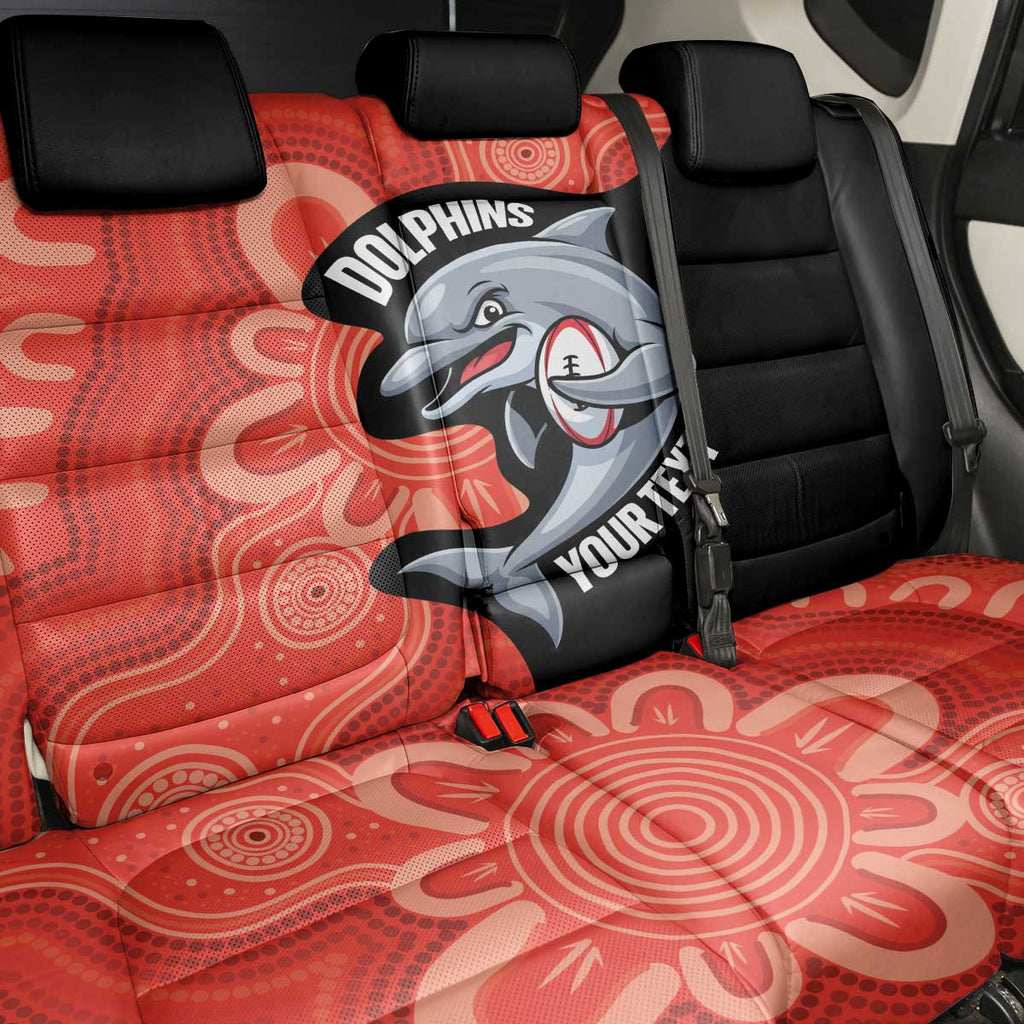 Redcliffe Rugby Custom Back Car Seat Cover Go Dolphins Aboriginal Art - Aussie Hoodie