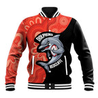 Redcliffe Rugby Custom Baseball Jacket Go Dolphins Aboriginal Art - Aussie Hoodie