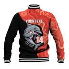 Redcliffe Rugby Custom Baseball Jacket Go Dolphins Aboriginal Art - Aussie Hoodie