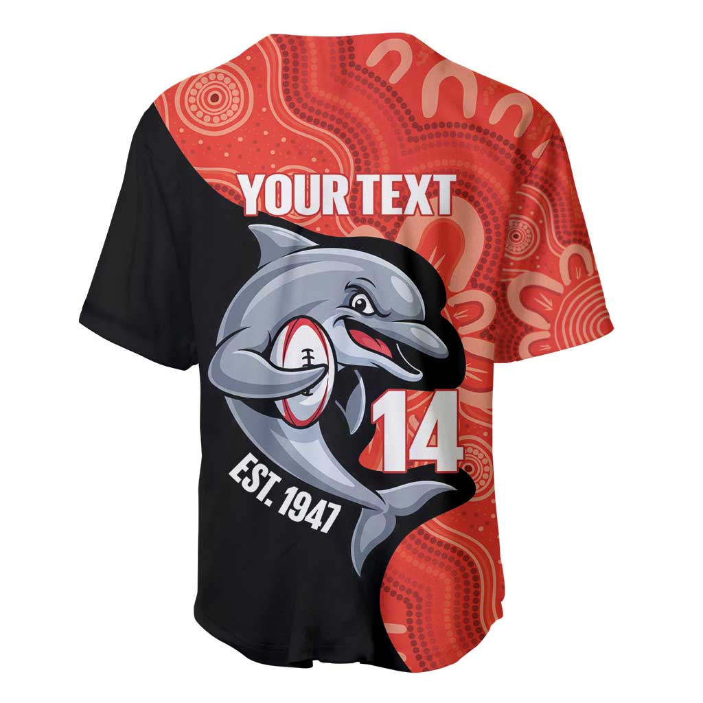 Redcliffe Rugby Custom Baseball Jersey Go Dolphins Aboriginal Art - Aussie Hoodie